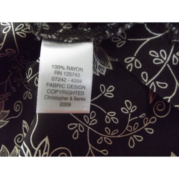 Christopher & Banks Skirt Size Large Brown White Floral Print A-LIne Midi Rayon - Picture 7 of 8